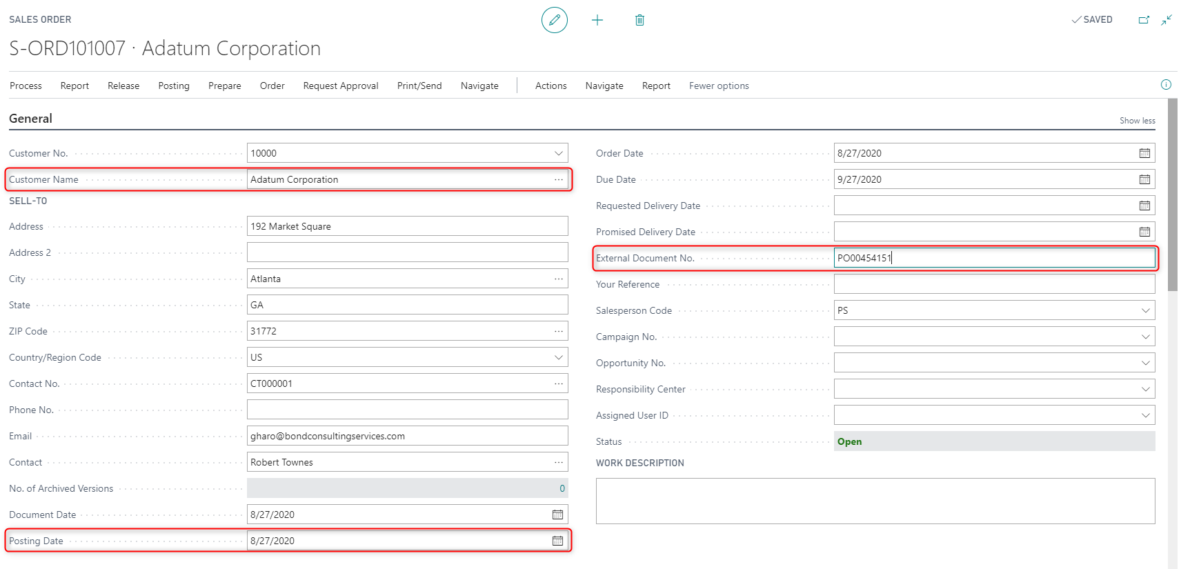 Dynamics 365 Business Central - Drop Ship Sales Order